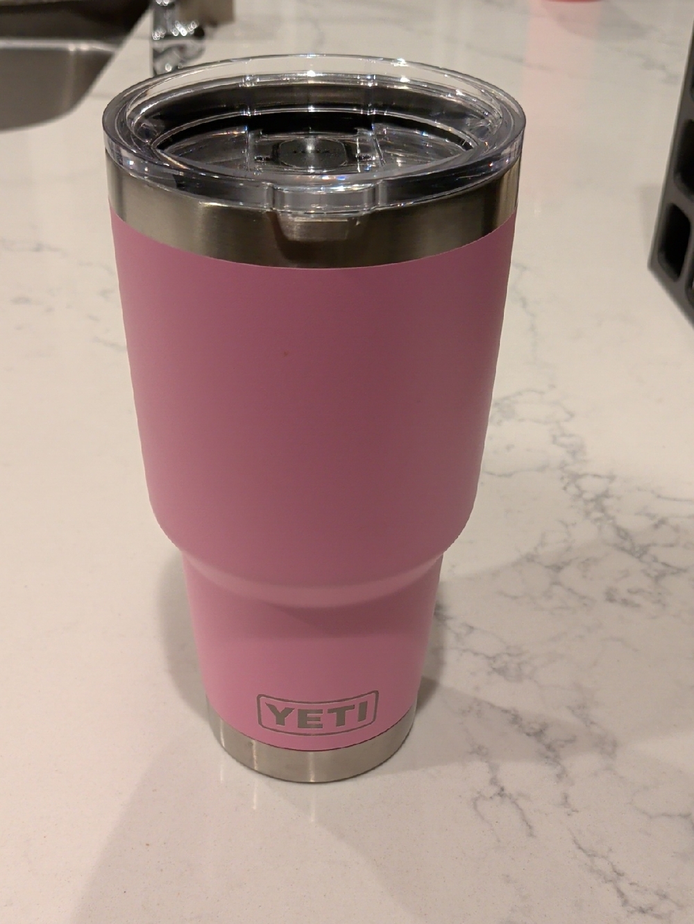 Yeti Pink Stainless Steel Travel Tumbler with Clear Lid